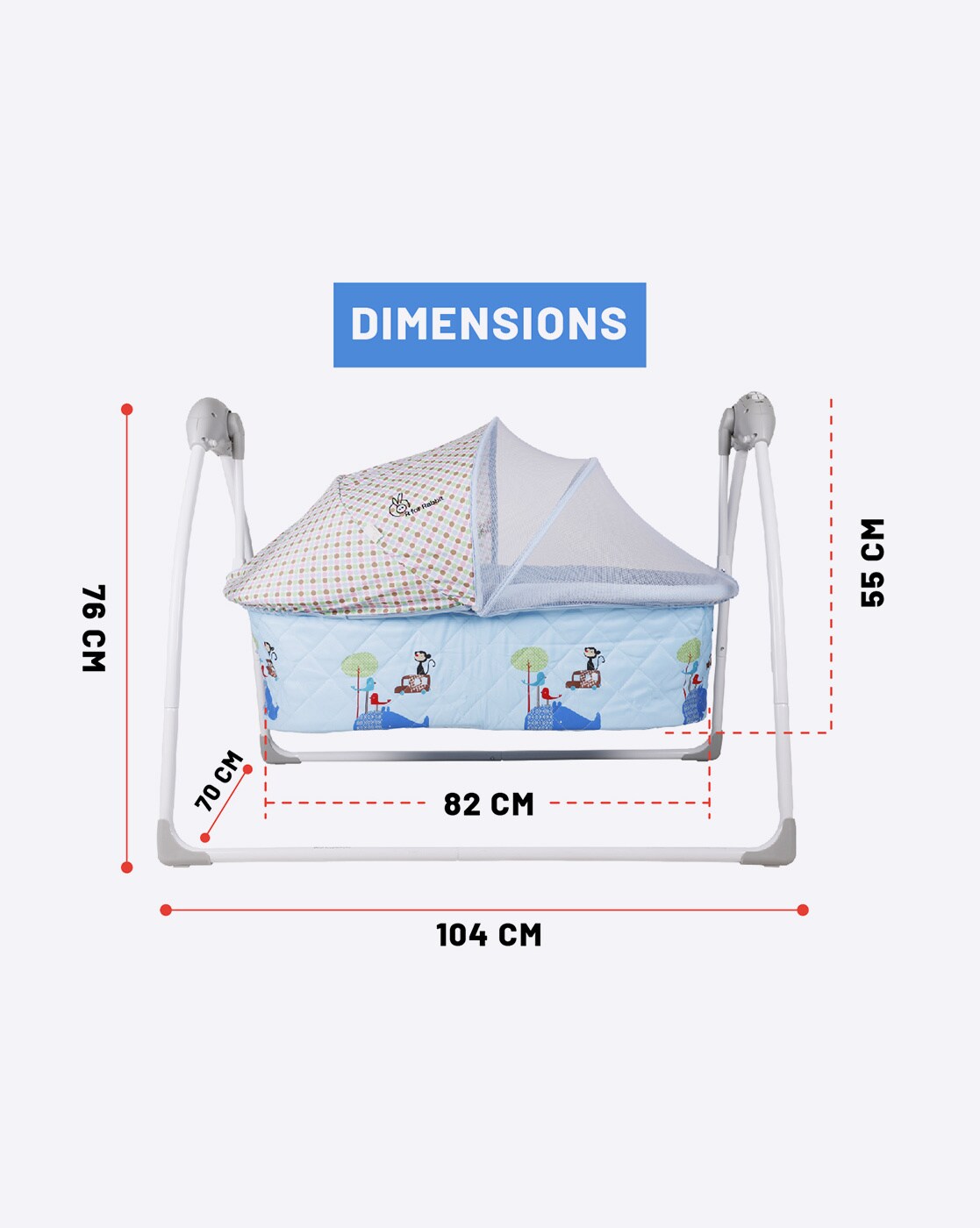R FOR RABBIT Lullabies Baby Cradle & Swing - Blue