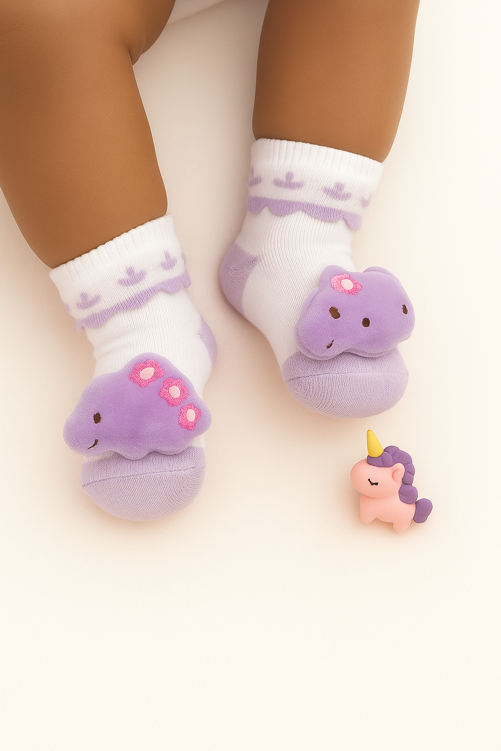 Dino Cuddles Baby Socks (Purple)