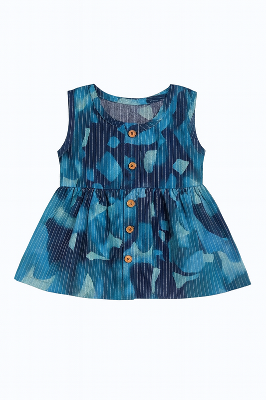 Navy Abstract Print Dress