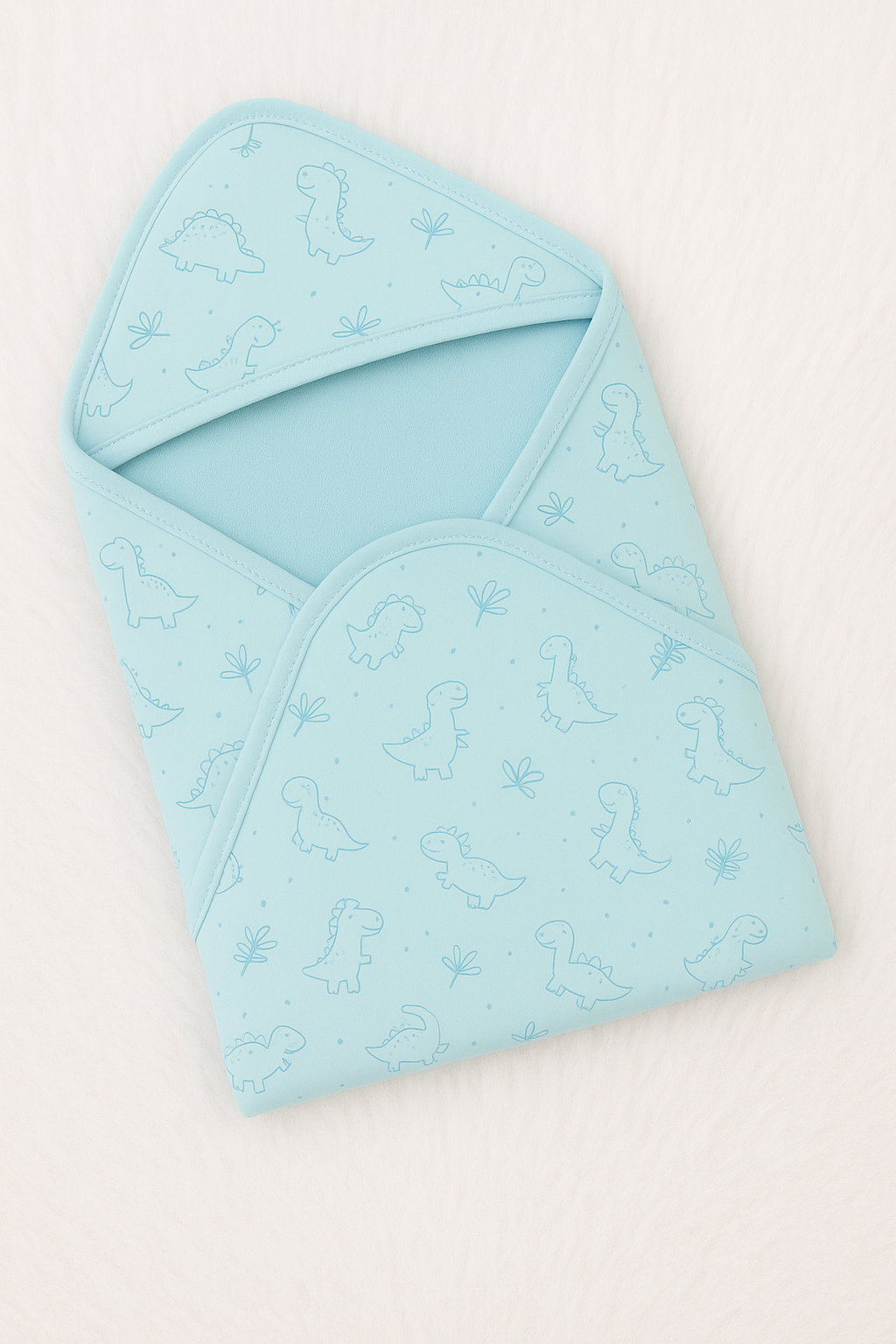 Sky Blue Dino Land Double Layer Hooded Baby Towel