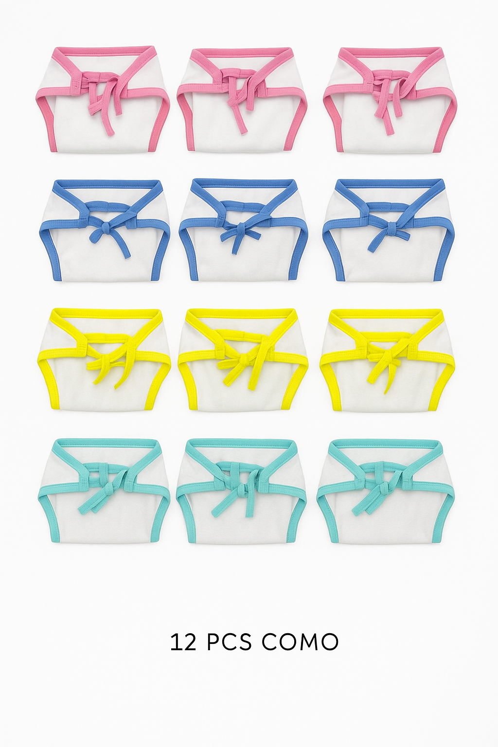 12 Pcs Tie Nappy Combo – Multi Colour