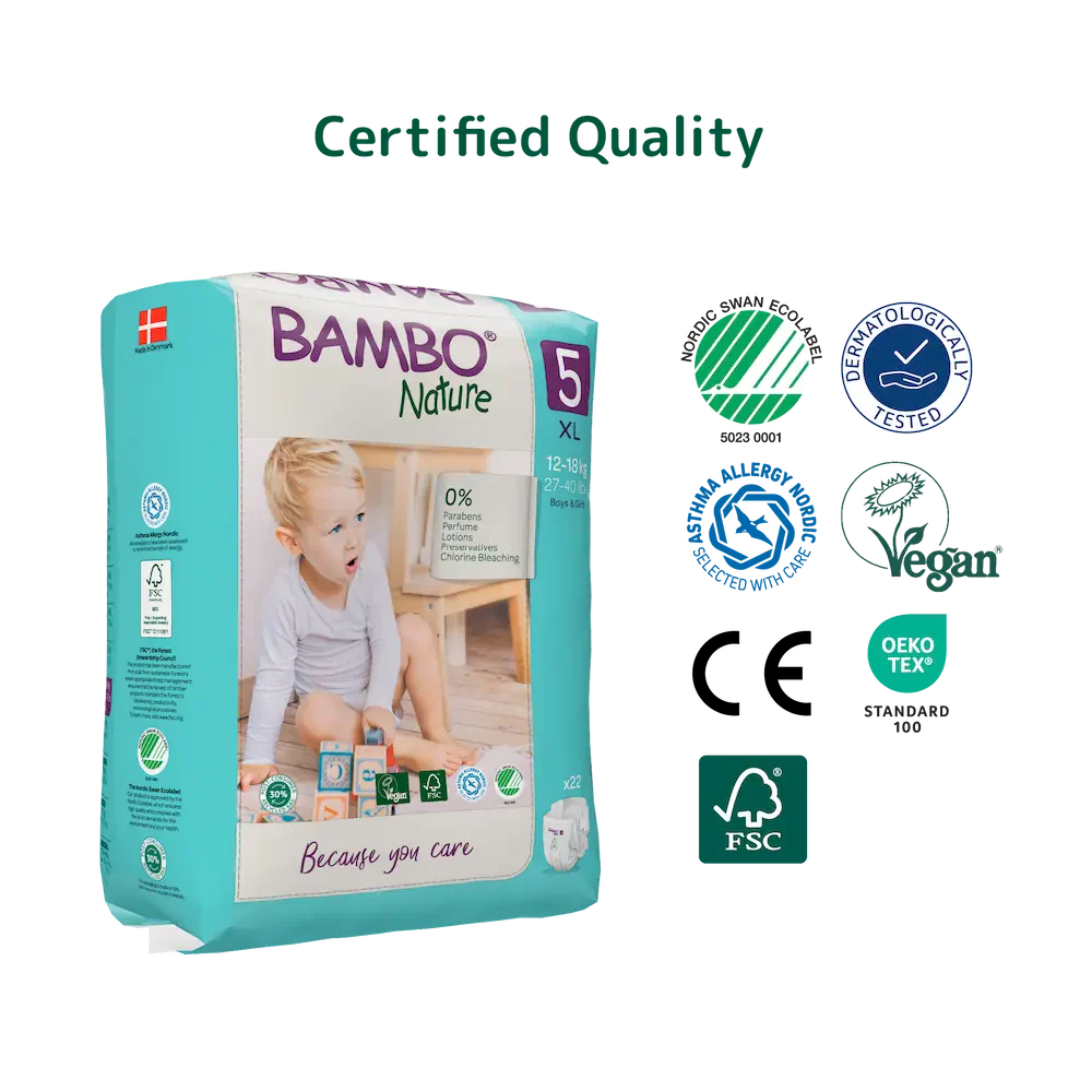 Bambo Nature Premium Baby Tape Diapers for Babies, XL Size (12-18 Kgs) - Mamadada