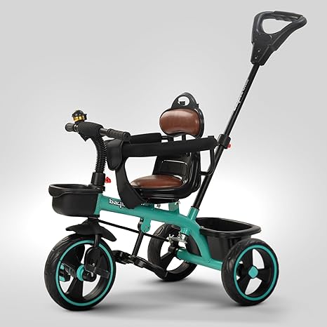 Baybee Mario Sportz Trikes Tricycle for Kids with Parental Adjust Push Handle, Canopy, Rubber Wheels & Storage - Mamadada