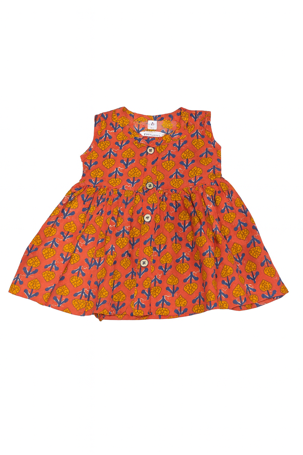 Rust Orange Floral Cotton Frock