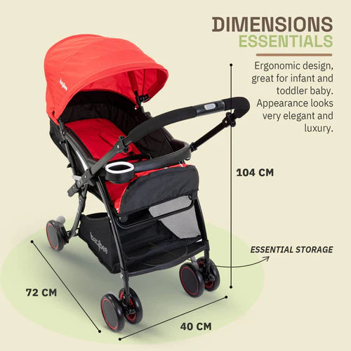 Baybee Portable Infant Baby Stroller for Babies with 3-Position Adjustable Seat & Canopy-RED