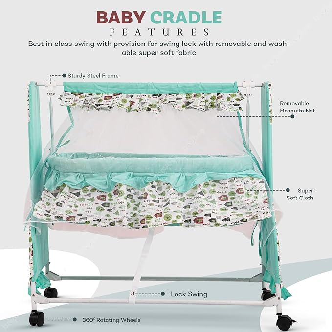 Baybee Baby Swing Cradle for Newborn Baby, Infant Baby Cradle Jhula for Baby with Mosquito Net