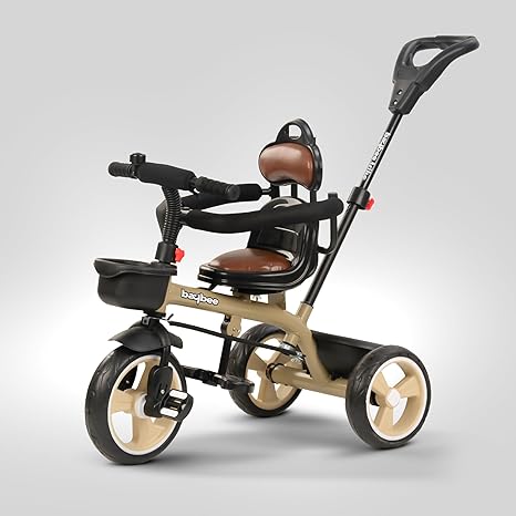 Baybee Mario Sportz Trikes Tricycle for Kids with Parental Adjust Push Handle, Canopy, Rubber Wheels & Storage - Mamadada