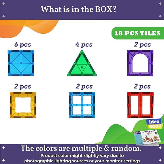 203-MAGPLAY MAGNETIC TILES 18PC