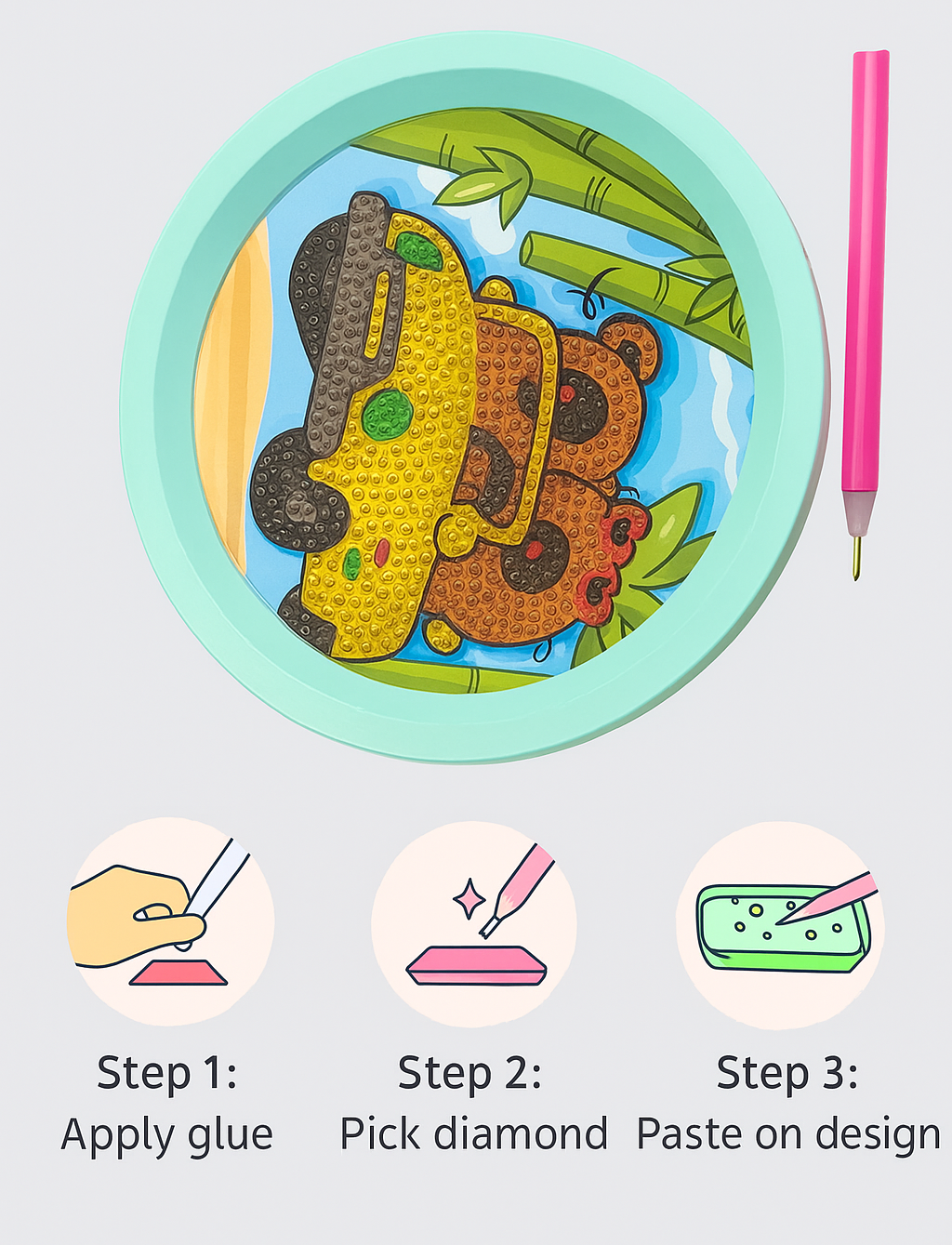 Teddy Car Diamond Art Frame