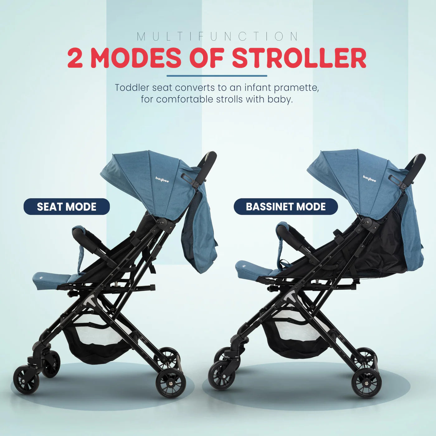 Baybee Infant Baby Pram Stroller for Newborn Babies with Metal Frame, 3-Position Adjustable