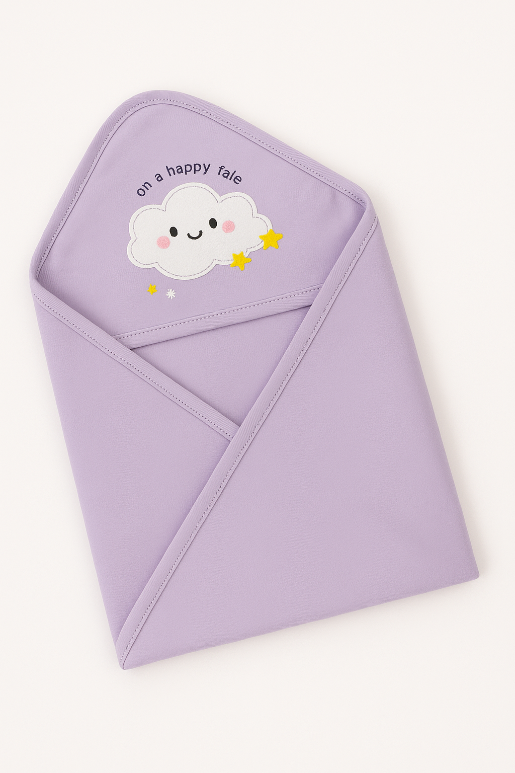 Lavender Happy Cloud Single Layer Hooded Baby Towel