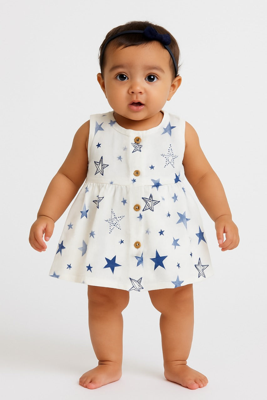 Blue Star Muslin Frock