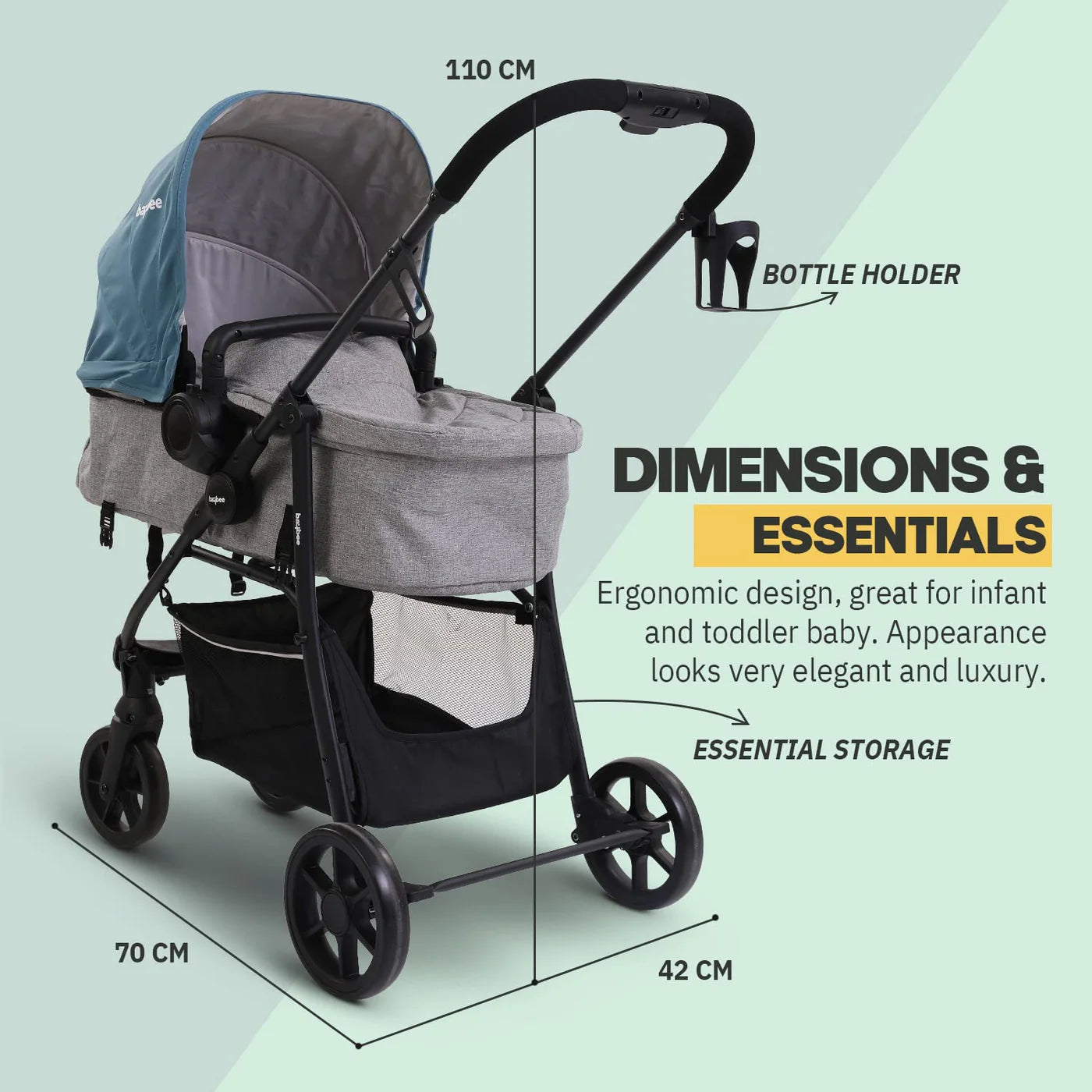Baybee Convertible Infant Baby Pram Stroller for Newborn Babies