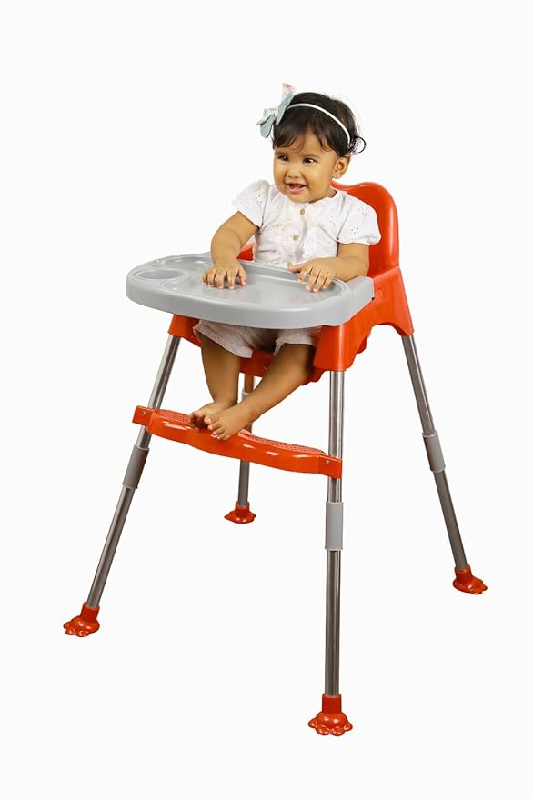 Esquire Bobo Red Baby Dining Chair with Paw Foot, Foot Rest and with a Slide in Table Tray