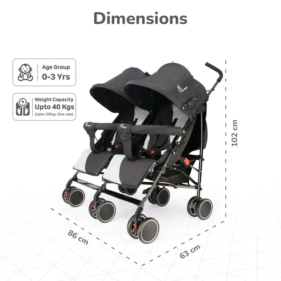Ginny &Jhonny Stroller-Blackgrey R FOR RABBIT