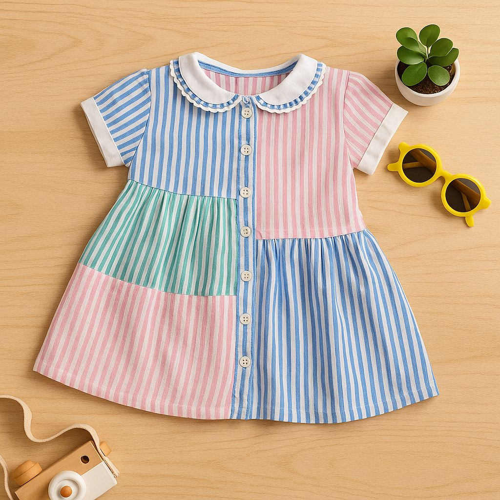 Multicolor Striped Button-Down Dress