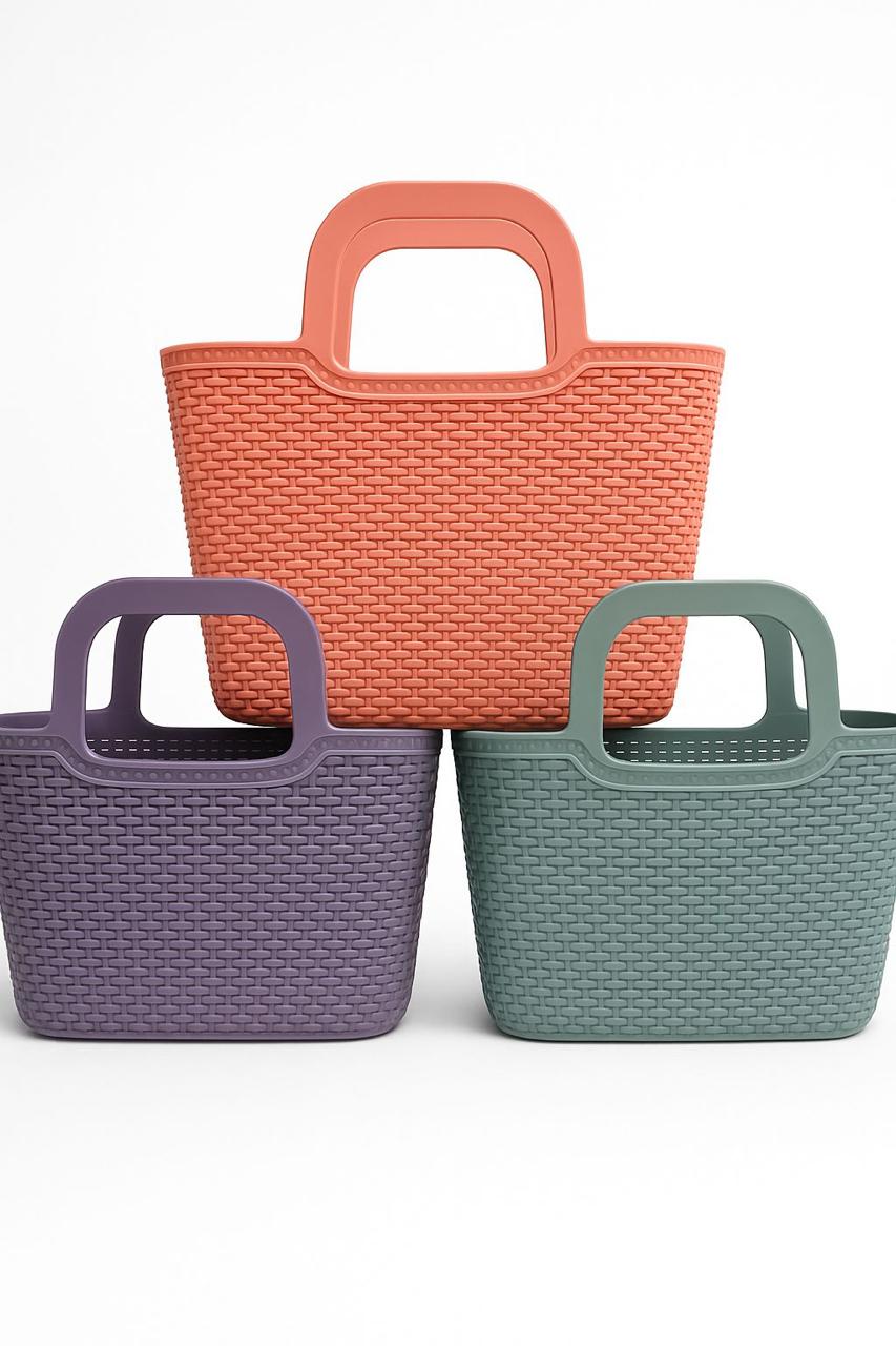 Woven Texture Plastic Baskets – Trendy & Practical