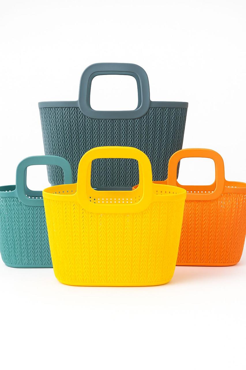 tylish Multipurpose Plastic Baskets with Textured Handle