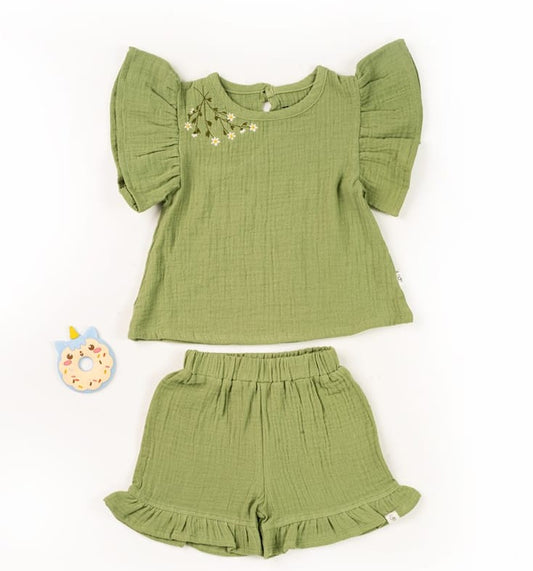 Sage Green Bloom Ruffle Co-ord Set
