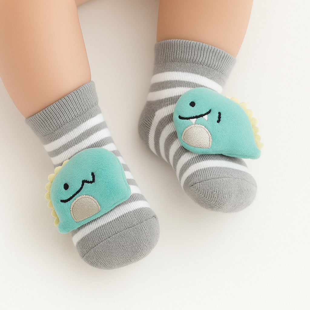 Dino Stripe Baby Socks