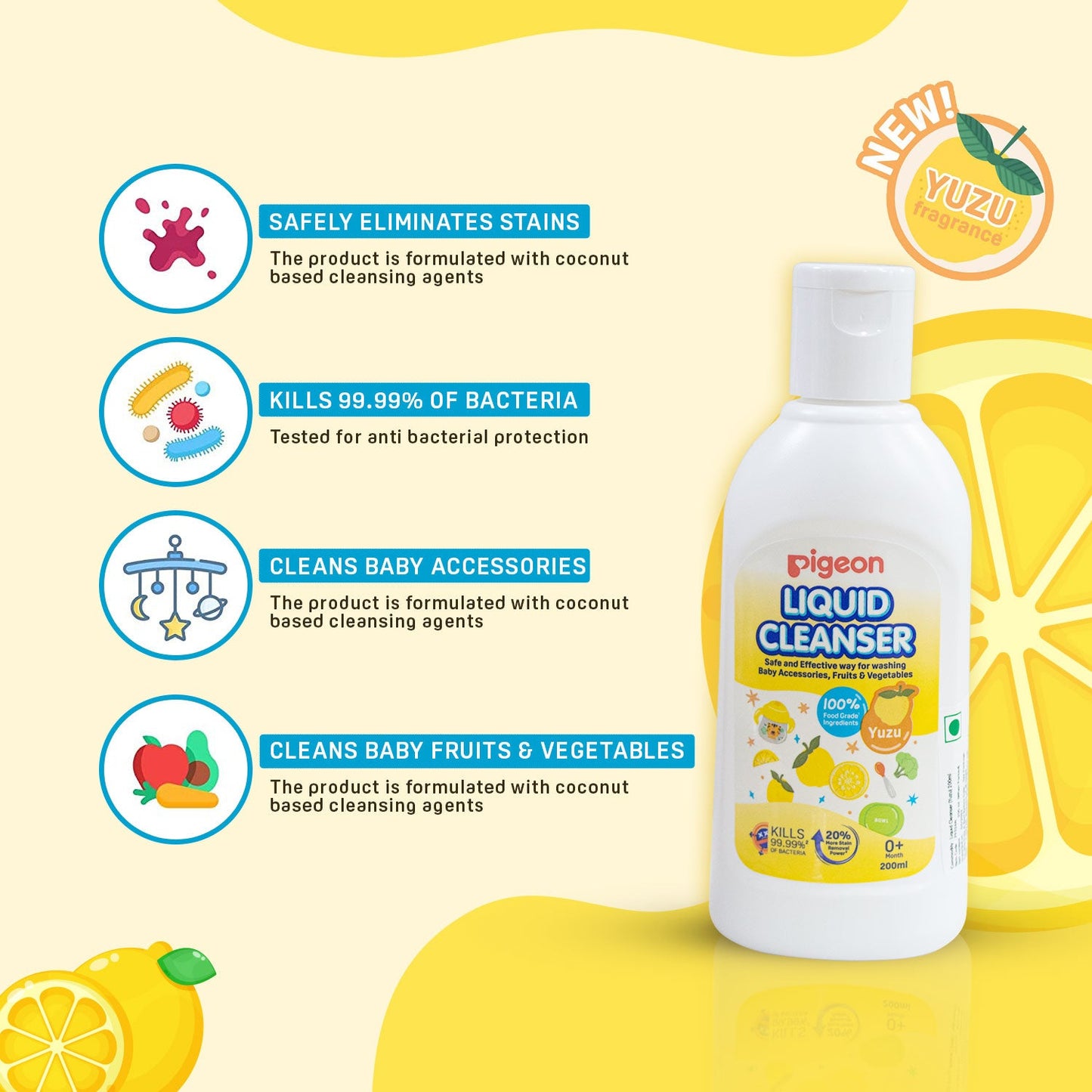 Liquid Cleanser Yuzu – Safe & Eco-Friendly Baby Bottle & Vegetable Cleaner