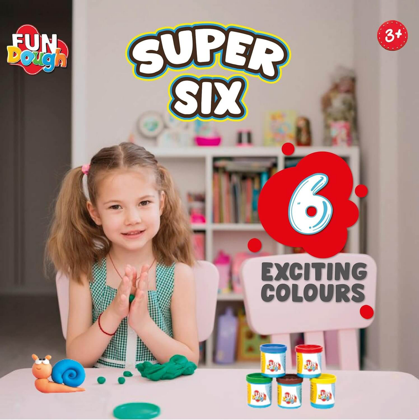 Funskool FunDough Super Six – 6 Tub Modeling Clay Set - Mamadada