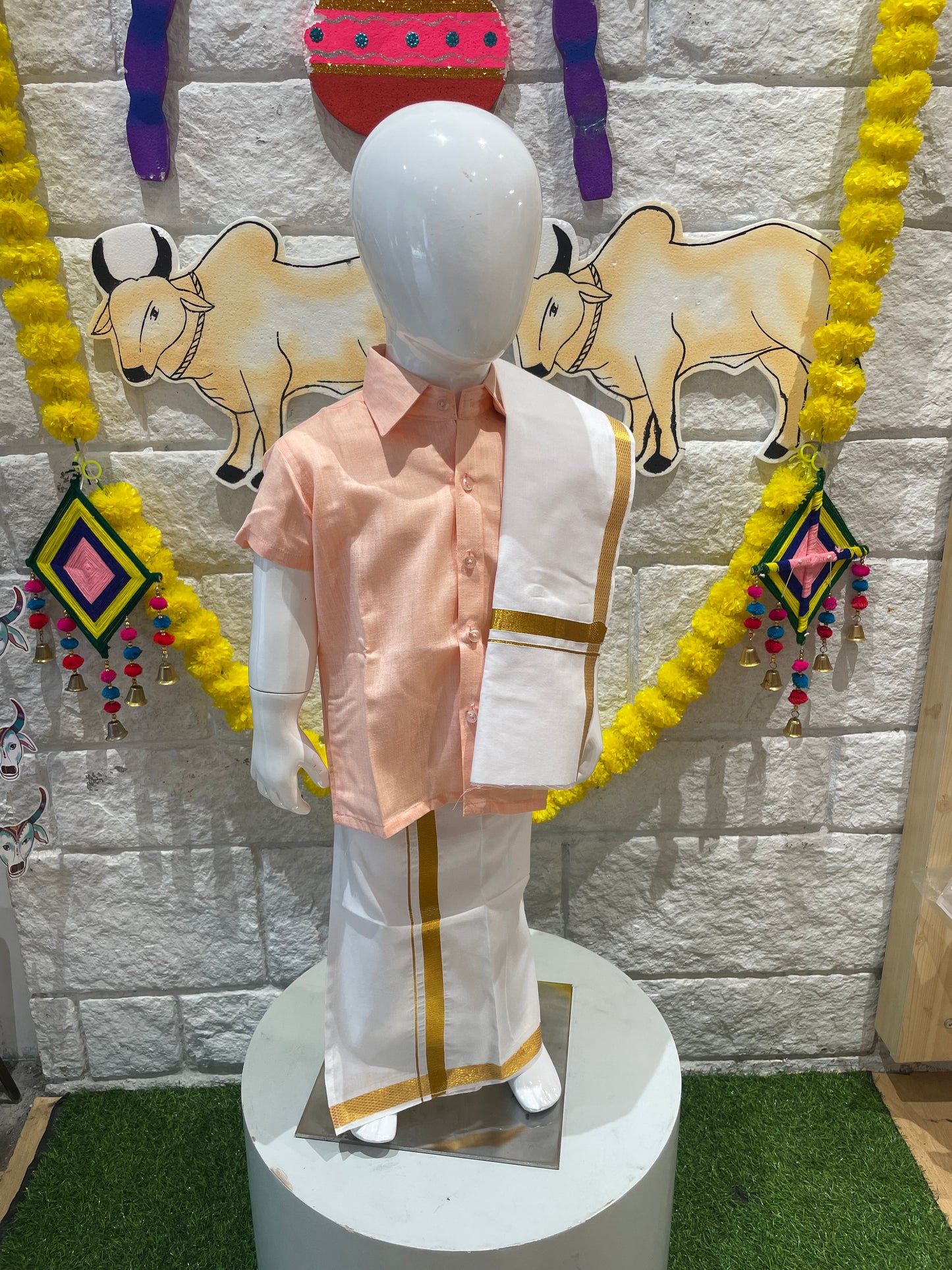 PEACH-WELLGROW DHOTHY SET