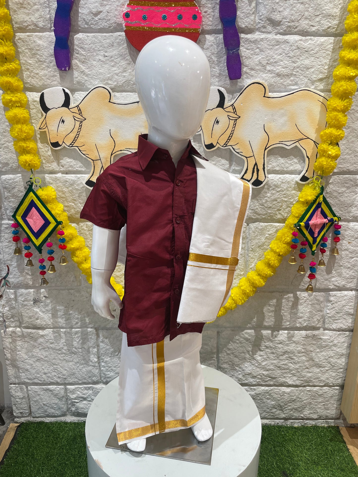 MEROON-WELLGROW DHOTHY SET