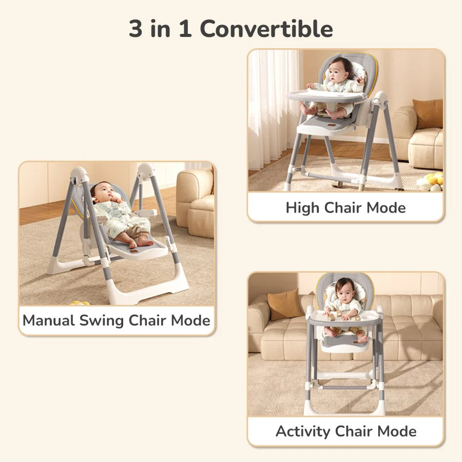 R FOR RABBIT-Marshmallow Smart High Chair For Kids 3-in-1 Multipurpose High Chair with Swing