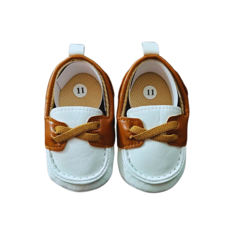 LH-WHT&BROWN BOY BOOTIES