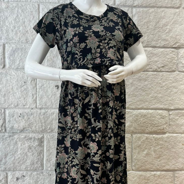 BW-BANIYAN BLACK PRINTED FEEDING TOP