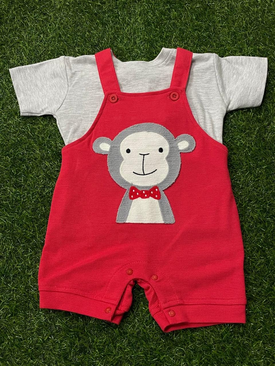 339-RED BOYS DENIM DUNGAREE