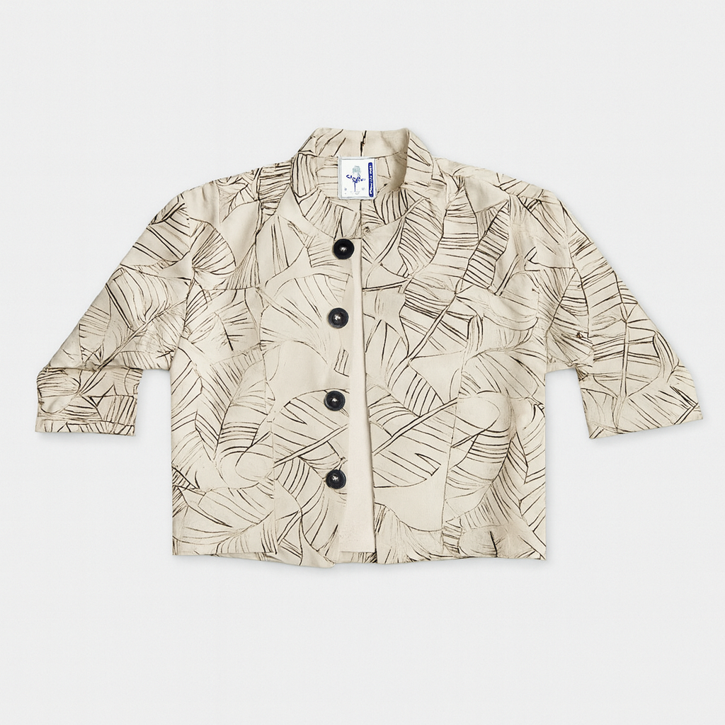 Beige Leaf Printed Boys Shirt - Mamadada