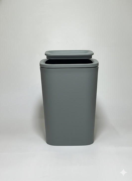 Matte Black Plastic Storage Basket with Lid – Multi-Purpose Organizer - Mamadada