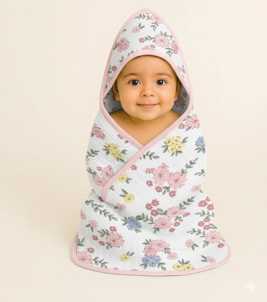 Soft & Cozy Baby Wrapper Towels – Hooded Receiving Blankets (80x80 cm) - Mamadada