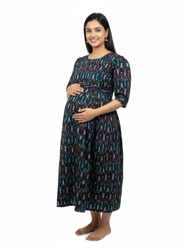 Black Geometric Maternity Dress