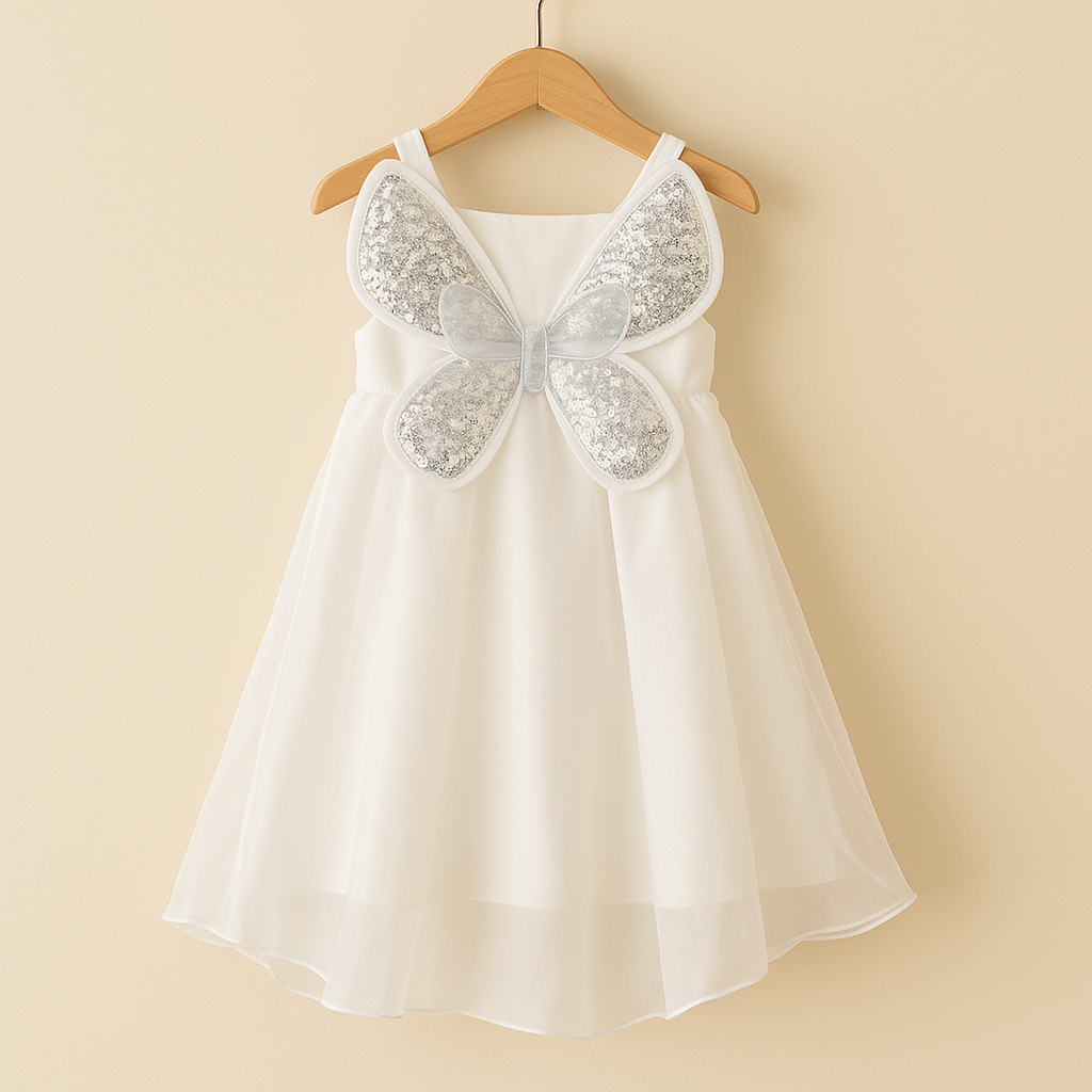 White Butterfly Wings Dress for Girls - Mamadada