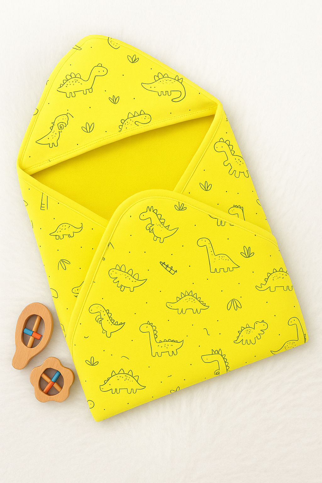 Sunny Dino Double Layer Hooded Baby Towel