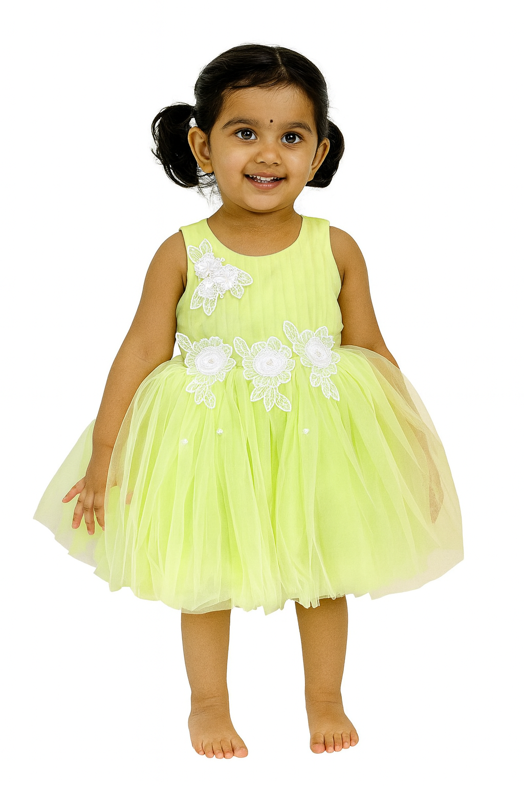Floral Lace Baby Frocks in Purple & Lime Green - Mamadada