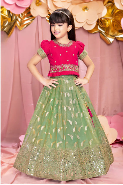 Mustard Banarasi Lehenga with Red Embroidered Blouse - Mamadada