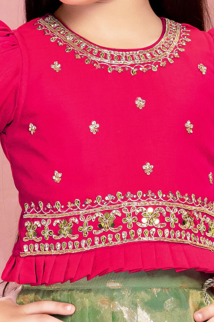 Mustard Banarasi Lehenga with Red Embroidered Blouse - Mamadada