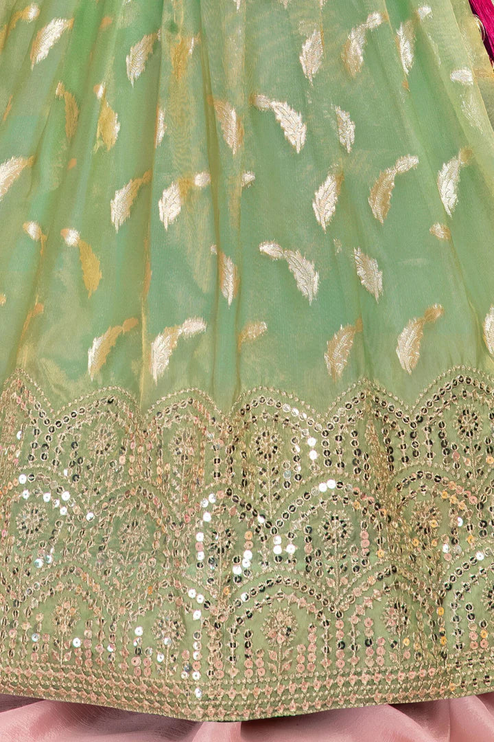 Mustard Banarasi Lehenga with Red Embroidered Blouse - Mamadada