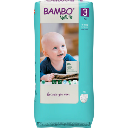 Bambo Nature Premium Baby Tape Diapers for Babies, Medium Size (4-8 Kgs) - Mamadada