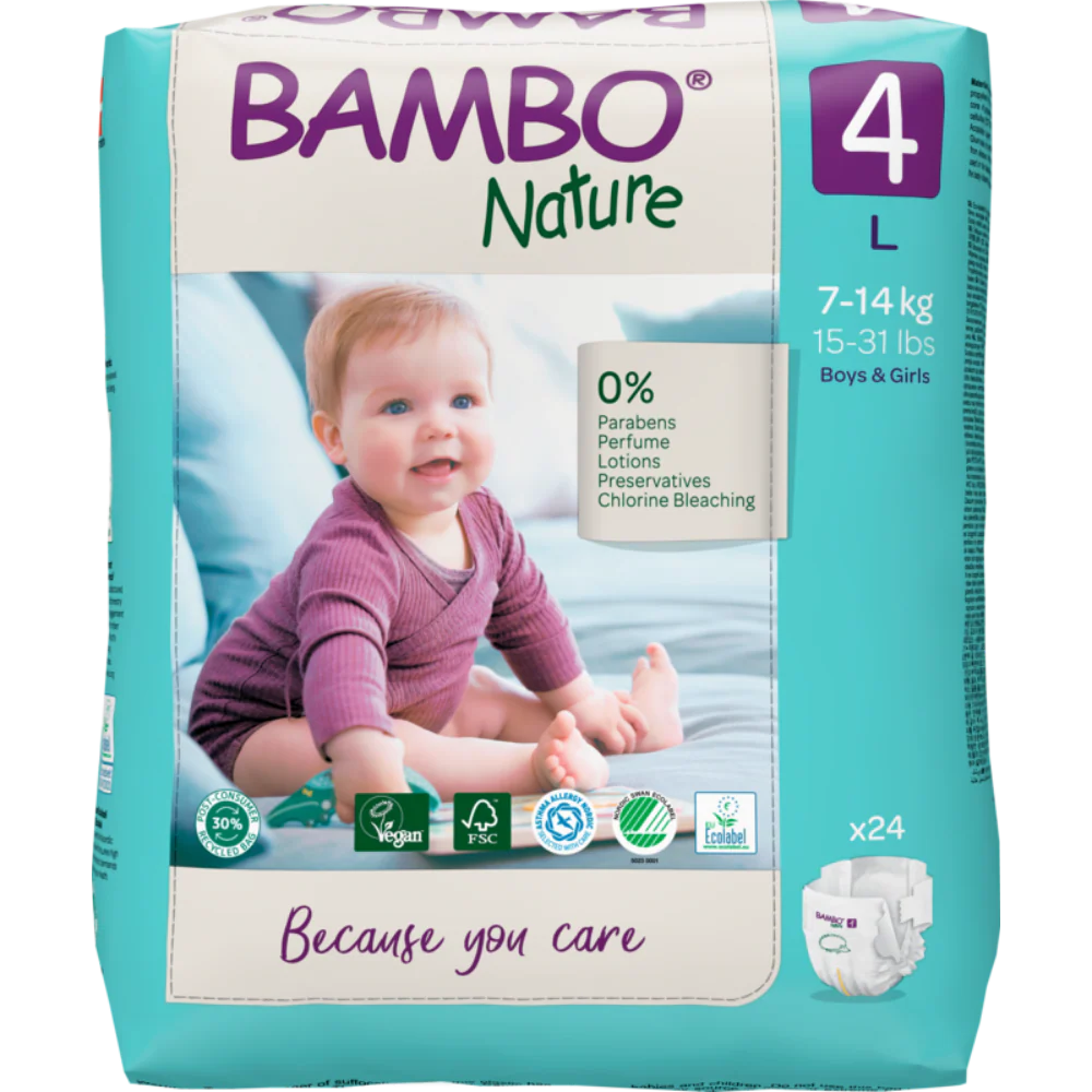Bambo Nature Premium Baby Tape Diapers for Babies, Large Size (7-14 Kgs) - Mamadada