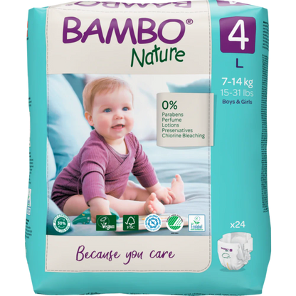 Bambo Nature Premium Baby Tape Diapers for Babies, Large Size (7-14 Kgs) - Mamadada