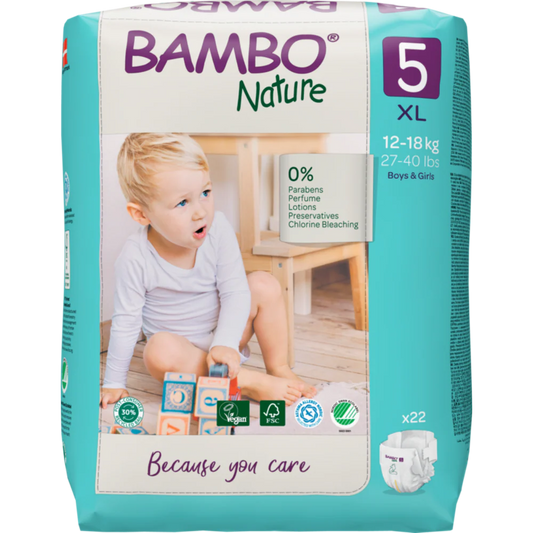 Bambo Nature Premium Baby Tape Diapers for Babies, XL Size (12-18 Kgs) - Mamadada