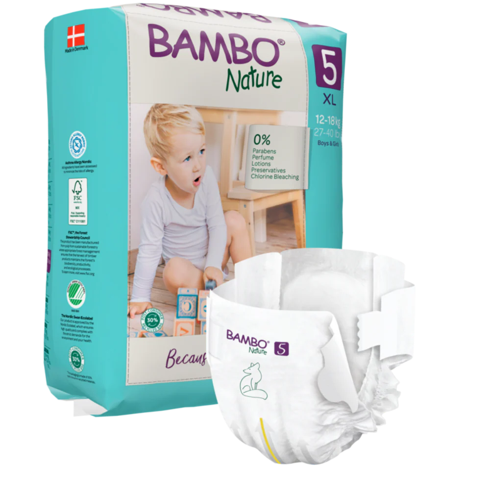 Bambo Nature Premium Baby Tape Diapers for Babies, XL Size (12-18 Kgs) - Mamadada