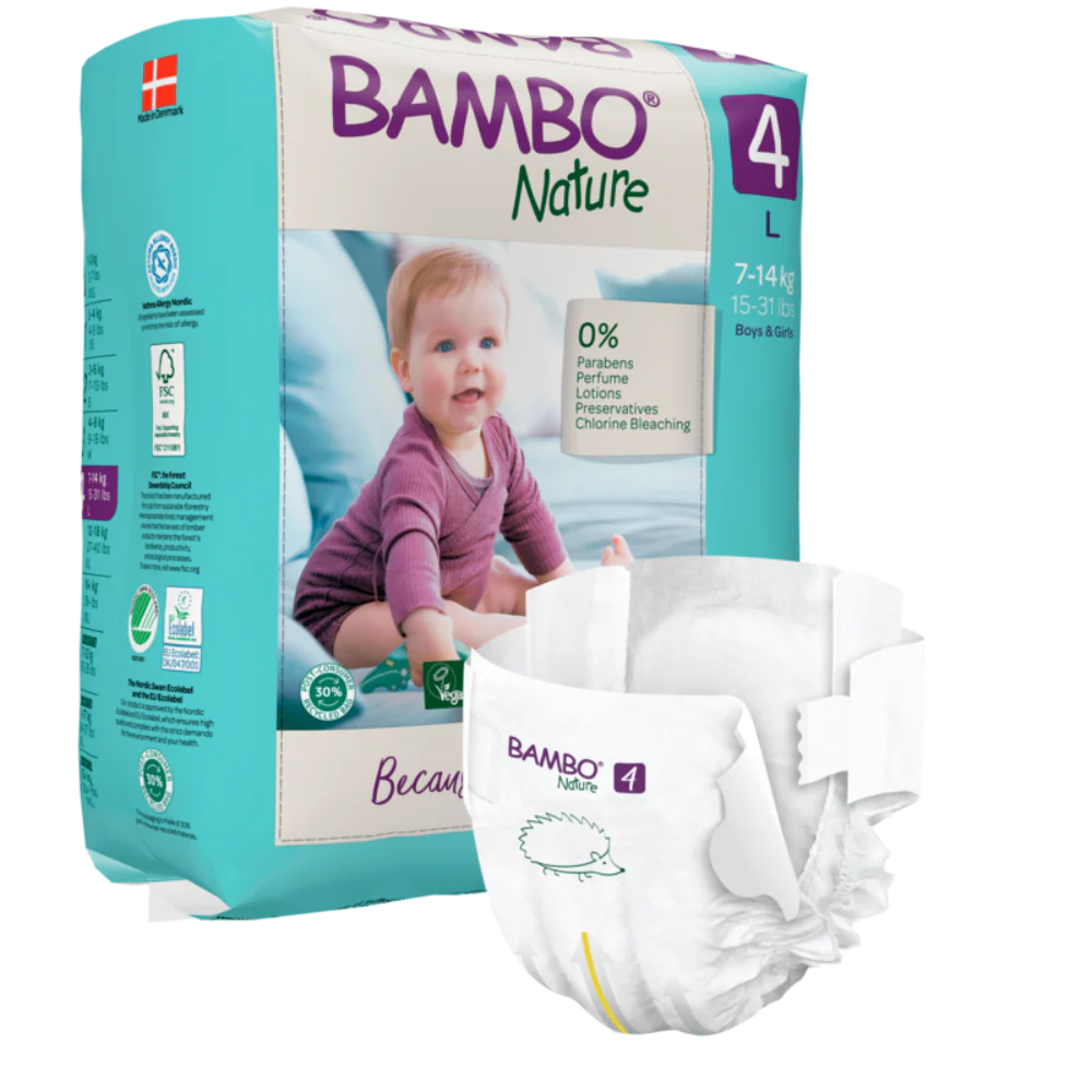 Bambo Nature Premium Baby Tape Diapers for Babies, Large Size (7-14 Kgs) - Mamadada