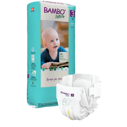 Bambo Nature Premium Baby Tape Diapers for Babies, Medium Size (4-8 Kgs) - Mamadada