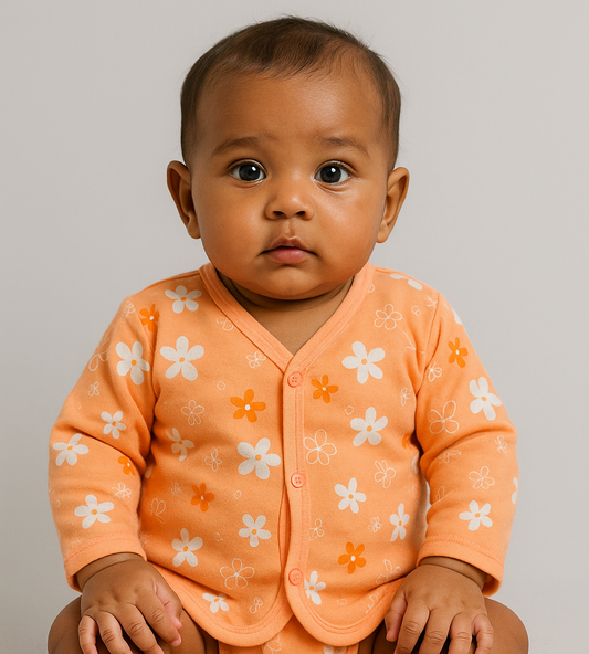 Floral Long Sleeve Jabla (Orange)